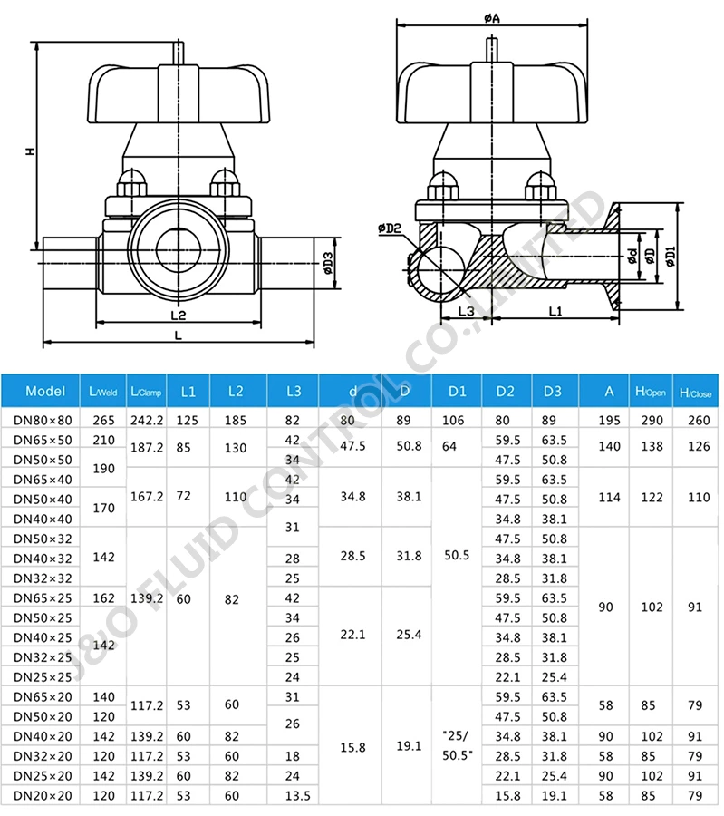 3 Way Diaphragm Valve