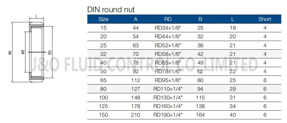 D13R Sanitary Stainless Steel DIN Union Nut