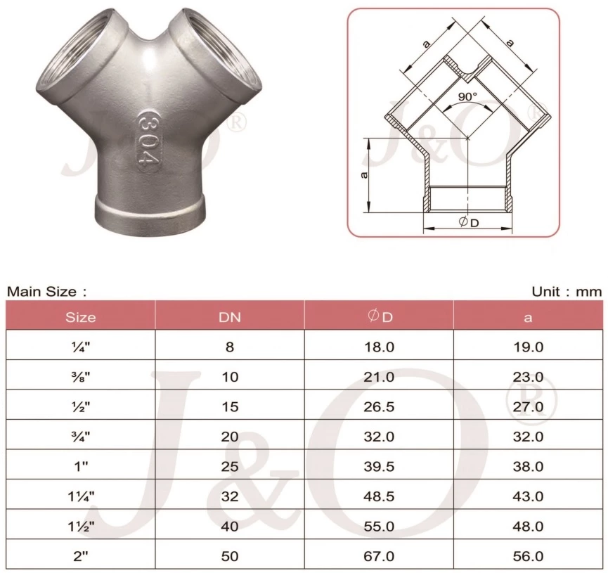 150LBS Stainless Steel Casting Female Y Type Tee