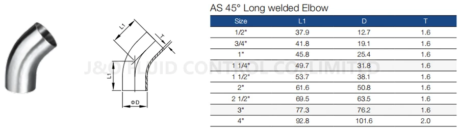 Sanitary 45 Degree Bend