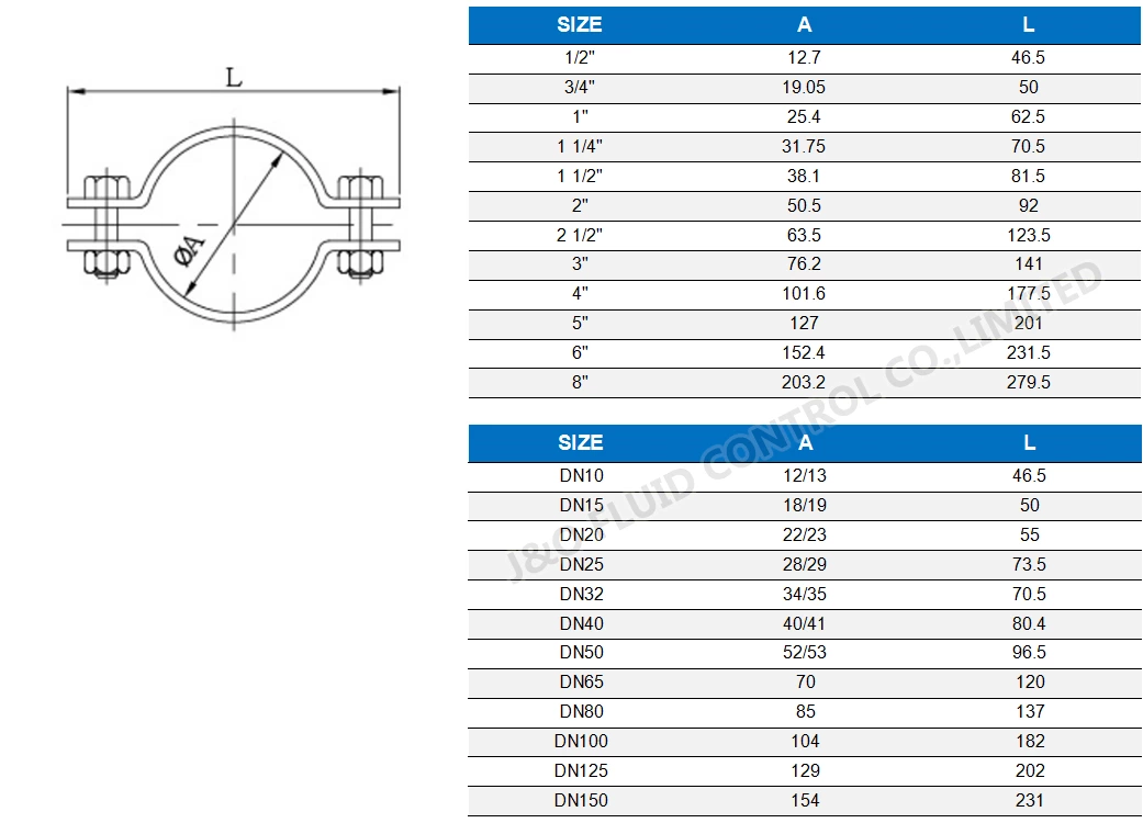 Sanitary Stainless Steel Pipe Support Without Base