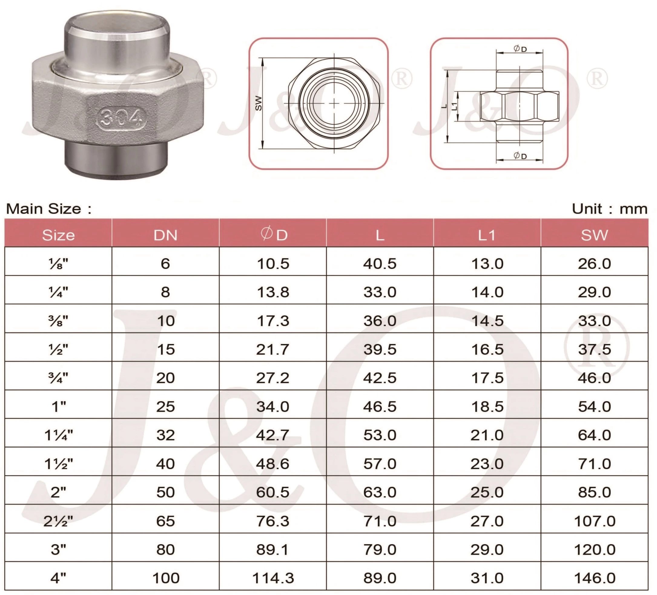 Stainless Steel Butt Welded Union