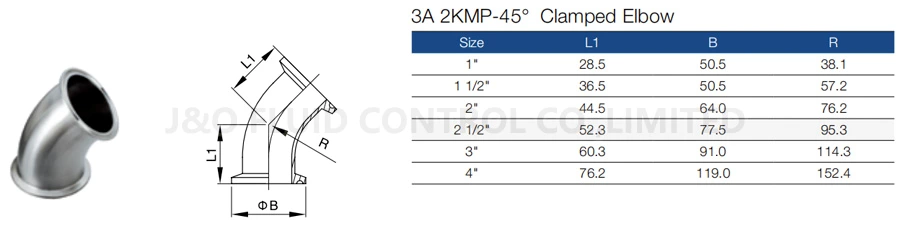 Sanitary 45 Degree Elbow Clamp