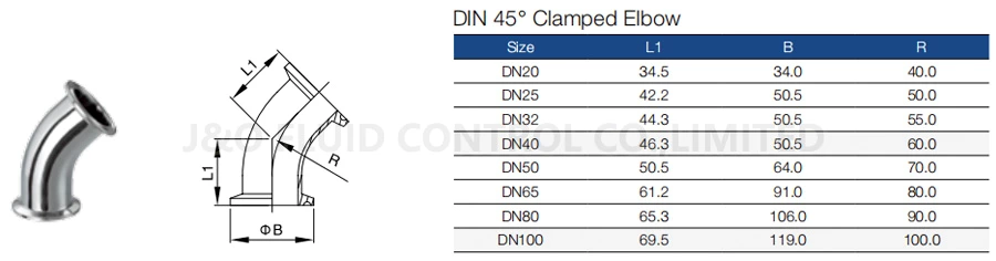 Sanitary 45 Degree Elbow Clamp