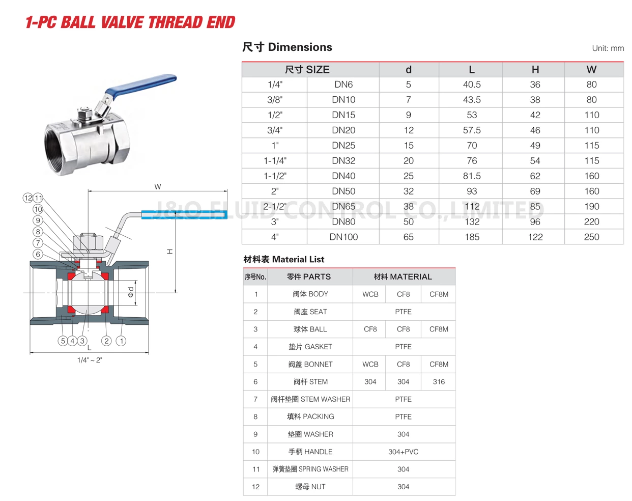 1PCS Ball Valve