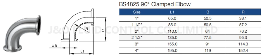 Sanitary 90 Degree Elbow Clamp