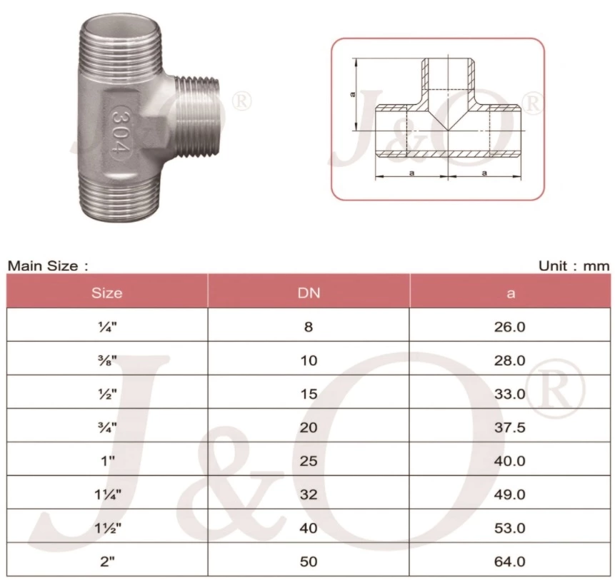 Stainless Steel 150LBS Casting Male-Male-Male Tee