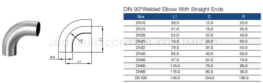 Sanitary 90 Degree Elbow Welding Long