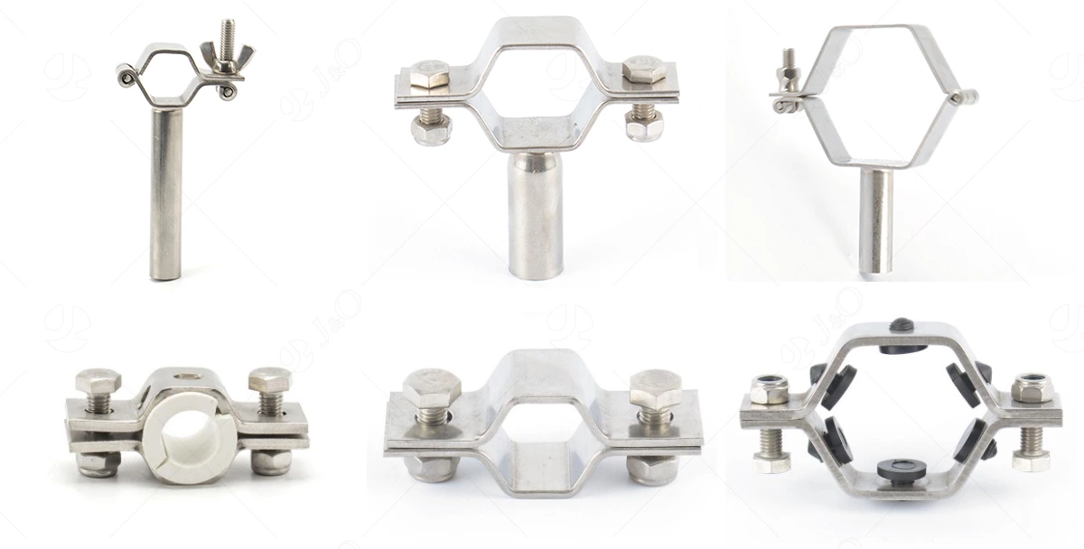 Sanitary Stainless Steel Hexagon Pipe Holder With White Insert
