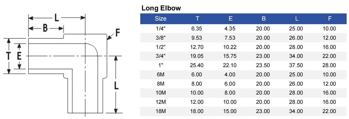 Stainless Steel Butt Weld Long Elbow For Semiconductor