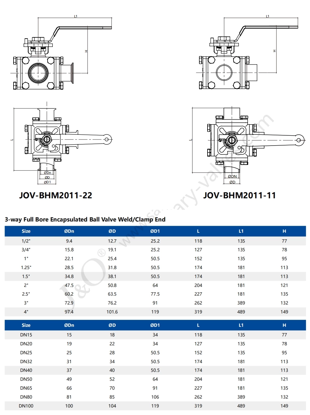 Three-Way Sanitary Butt Weld Ball Valve