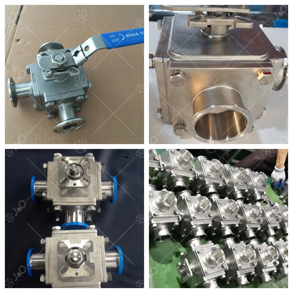 Sanitary Pneumatic Cavity Filled Flanged Three Way Ball Valve With Solenoid Valve