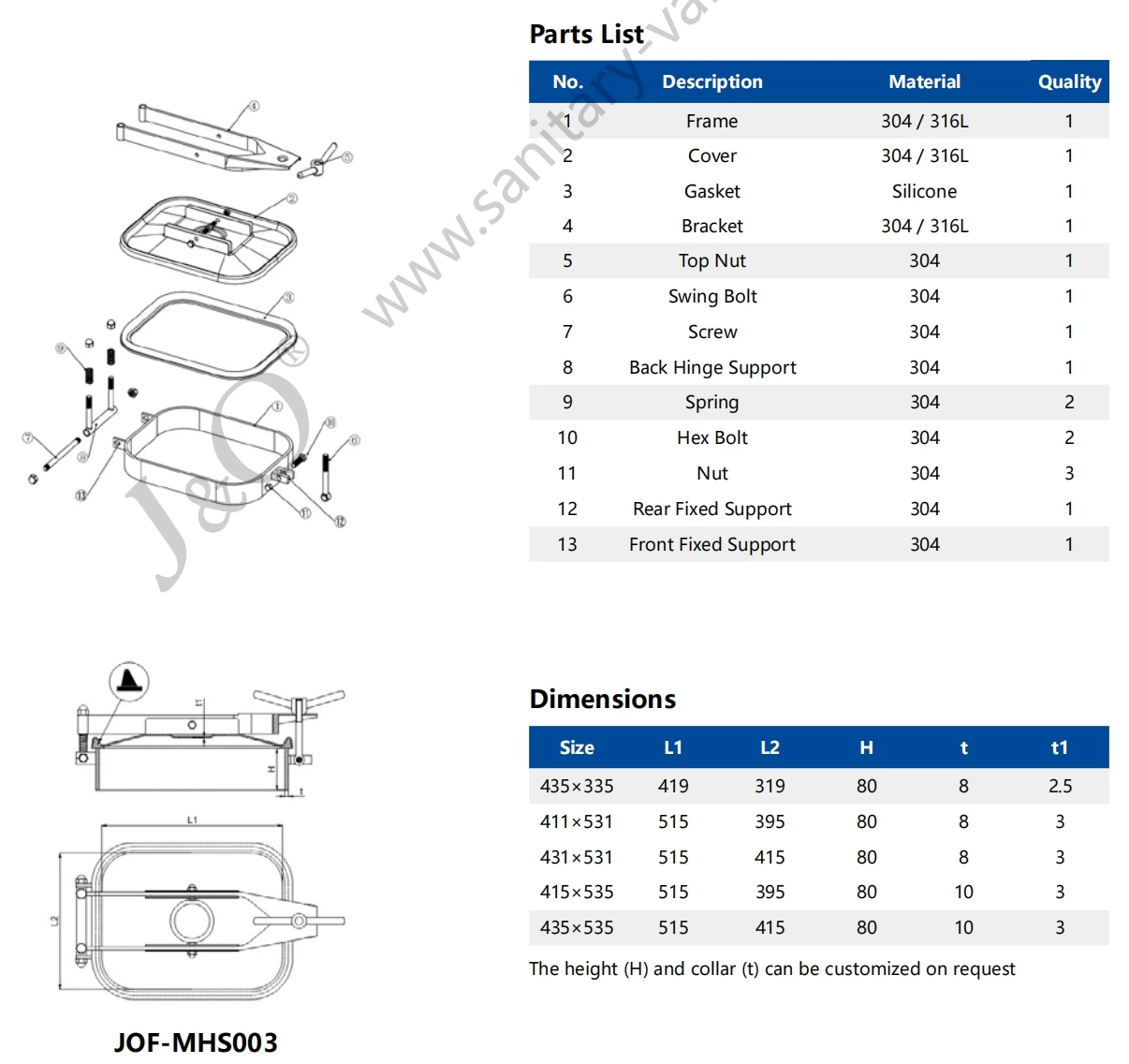 Square Manhole Cover without Pressure