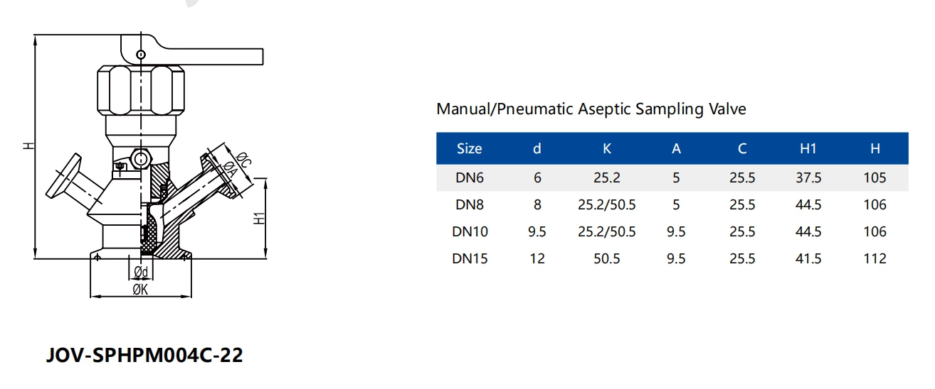 Sanitary Stainless Steel Manual Single Port Clamped Sampling Valve