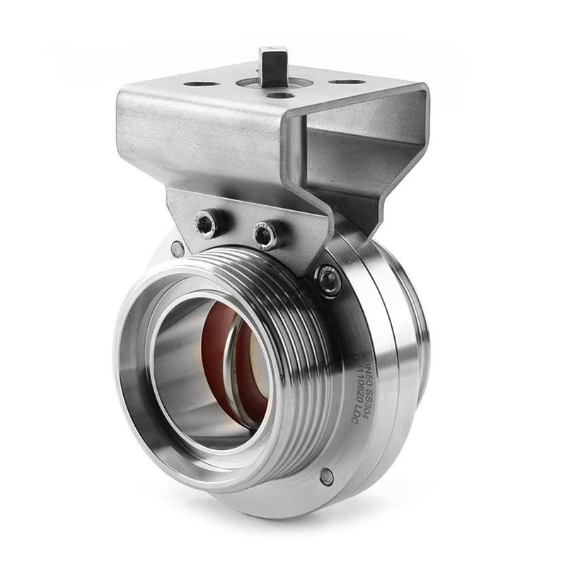 Sanitary Stainless Steel DIN Thread Butterfly Valve With Bracket