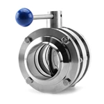 Sanitary Stainless Steel 3PC Butt Weld Butterfly Valve