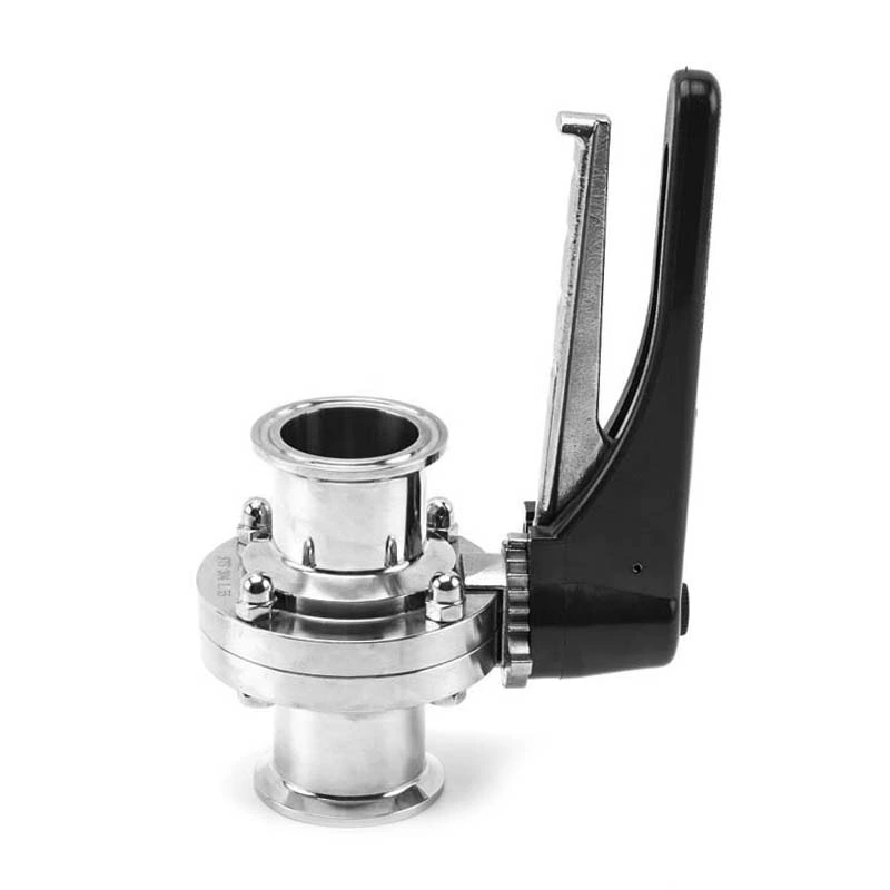 Sanitary Stainless Steel IDF Tri Clamp Clamped Butterfly Valve With Plastic Gripper Handle