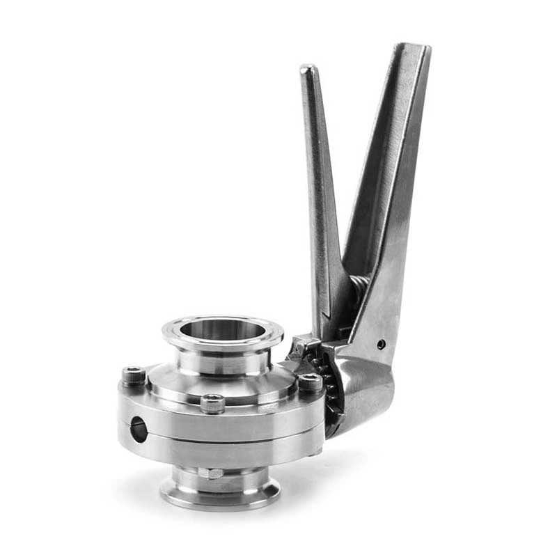 Sanitary Stainless Steel Clamped Butterfly Valve With SS Gripper Handle