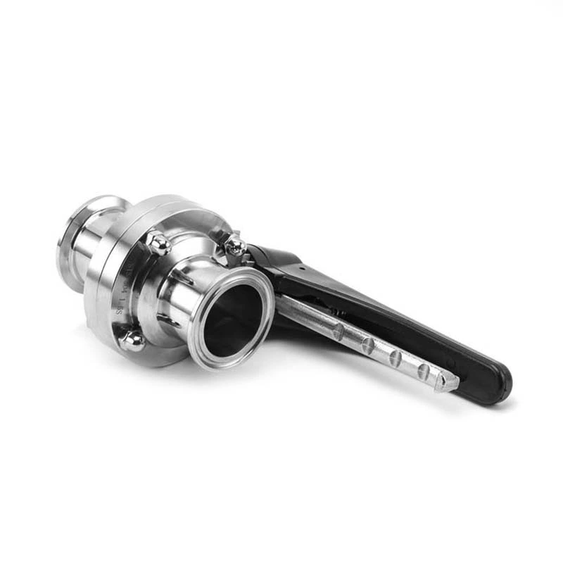 Sanitary Stainless Steel IDF Tri Clamp Clamped Butterfly Valve With Plastic Gripper Handle