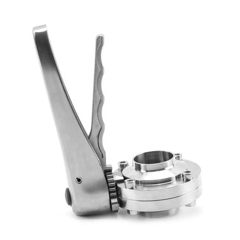 Sanitary Butt Weld Welding Butterfly Valve With SS Gripper Handle