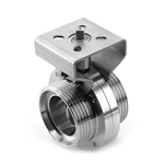 Sanitary Stainless Steel DIN Thread Butterfly Valve With Bracket