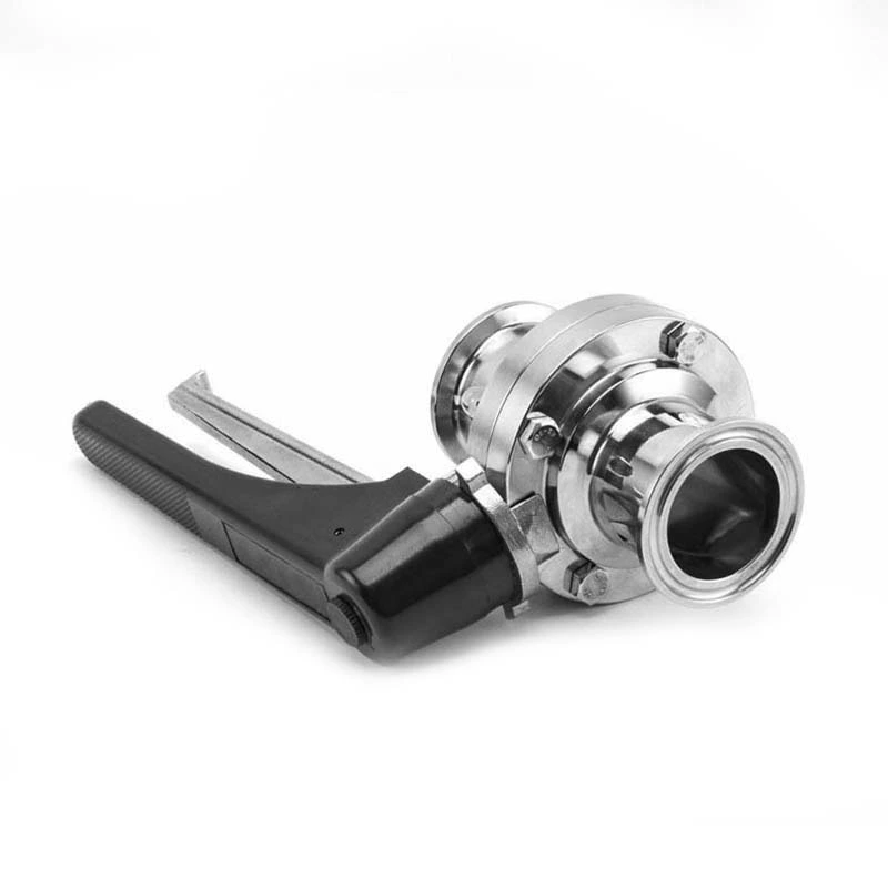 Sanitary Stainless Steel IDF Tri Clamp Clamped Butterfly Valve With Plastic Gripper Handle
