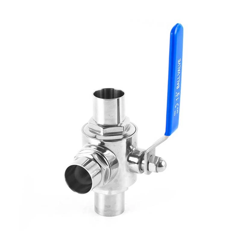 Sanitary Stainless Steel Butt Weld Three Ways Ball Valve