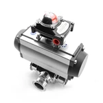 Sanitary Stainless Steel Clamped 3 Ways Pneumatic Ball Valve With Limit Switch Box