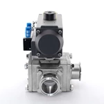 Sanitary Pneumatic Encapsulated Clamped Three Way Ball Valve With Solenoid Valve