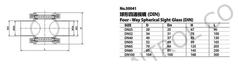 Sanitary Stainless Steel Cross Sight Glass With Sandblasting Finish